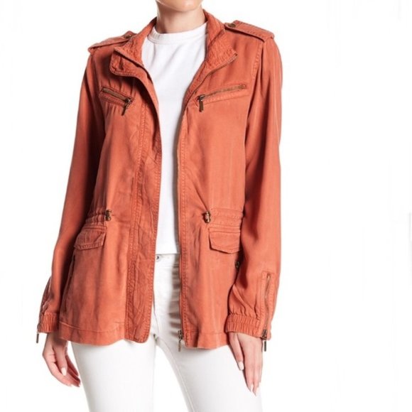 Max Jeans Jackets & Blazers - Max Jeans Military Cargo Utility Tencel Zipper Detail Jacket Salmon Pink Size M